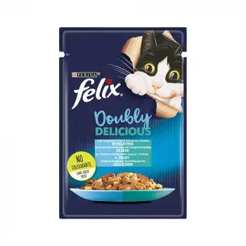 Purina Felix Çifte Lezzet Somonlu ve Sardalyalı Yetişkin Kedi Pouch Yaş Mama 85 gr