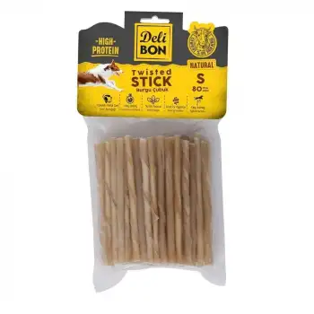 Delibon İnce Deri Burgu Çubuk Köpek Ödülü Naturel 80 Adet