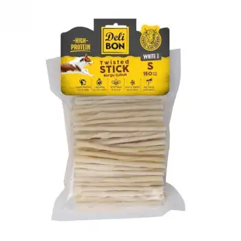 Delibon İnce Deri Burgu Çubuk Köpek Ödülü Beyaz 150 Adet