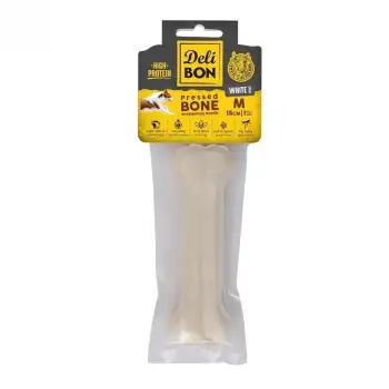 Delibon Deri Press Köpek Kemik Ödülü Medium Beyaz 15 Cm 1 Adet