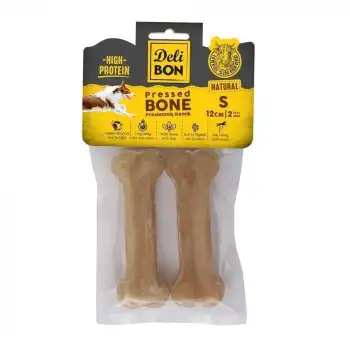 Delibon Deri Pres Kemik Köpek Ödülü Small Naturel 12 Cm 2 Adet