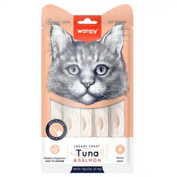 Wanpy Ton Balığı ve Somonlu Sıvı Kedi Ödül Maması 5x14 Gr