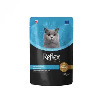 Reflex Plus Sos İçinde Et Parçacıklı Beyaz Balıklı Yaş Mama 85 Gr