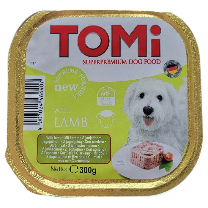 Tomi Kuzu Etli Köpek Yaş Maması Pate 300 Gr