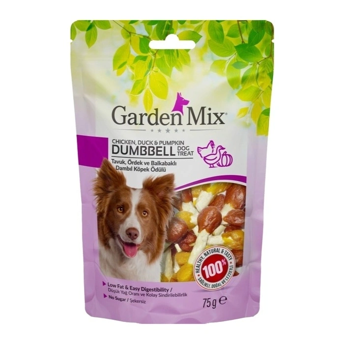Garden Mix Tavuk Ördek Ve Balkabaklı Dambıl Sağlıklı, Doğal Ve Sindirimi Kolay Köpek Ödülü 75 Gr