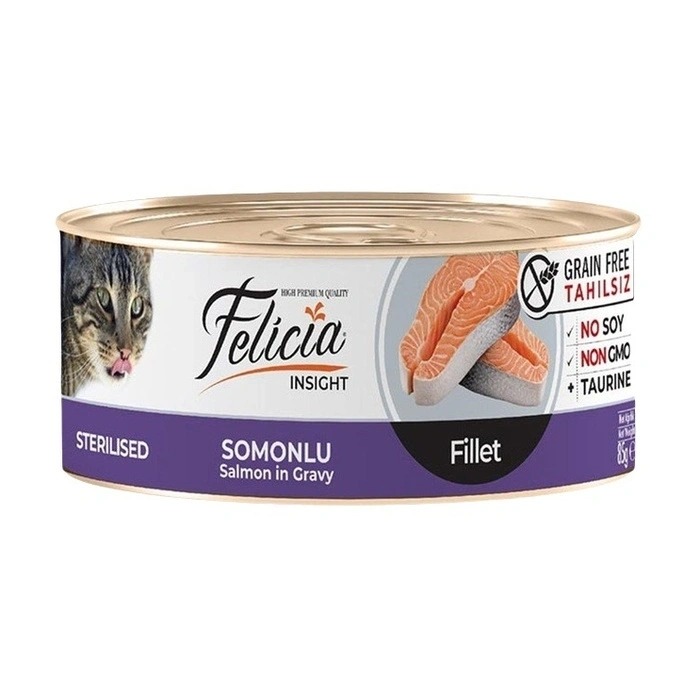 Felicia Tahılsız Sterilised Somonlu Fileto Kedi Konservesi 85 Gr