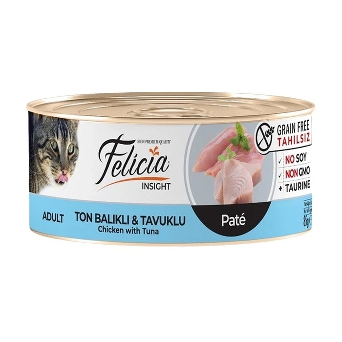 Felicia Tahılsız Ton Balıklı Tavuklu Kıyılmış Kedi Konservesi 85 Gr