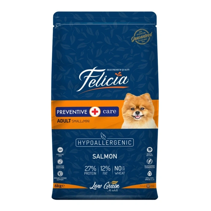 Felicia Küçük Irk Yetişkin Köpek İçin Somonlu Az Tahıllı Hypoalergenic Kuru Mama 6 Kg