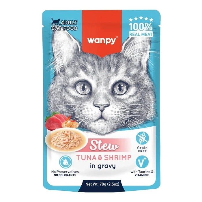 Wanpy Karides & Ton Yaş Kedi Maması 70 Gr