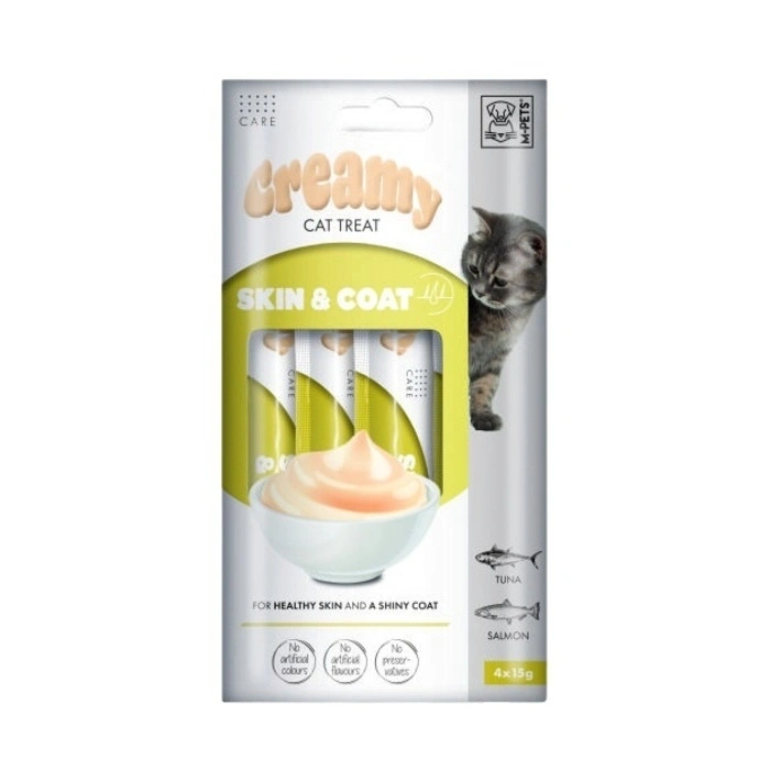 M-Pets Morina Balıklı ve Tavuklu Cilt ve Tüy Yapısı Destekleyici Sıvı Kedi Ödül Maması