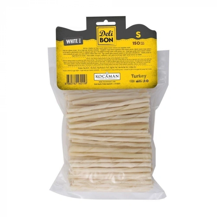 Delibon İnce Deri Burgu Çubuk Köpek Ödülü Beyaz 150 Adet