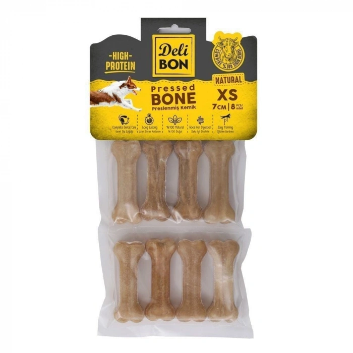 Delibon Deri Press Köpek Kemik Ödülü Xsmall Naturel 7 Cm 8 Adet