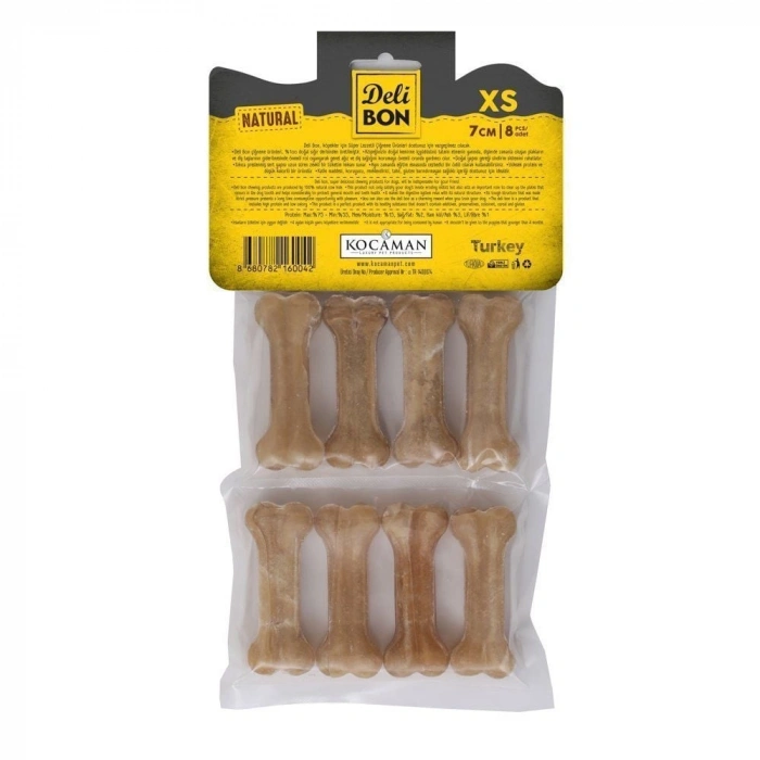 Delibon Deri Press Köpek Kemik Ödülü Xsmall Naturel 7 Cm 8 Adet