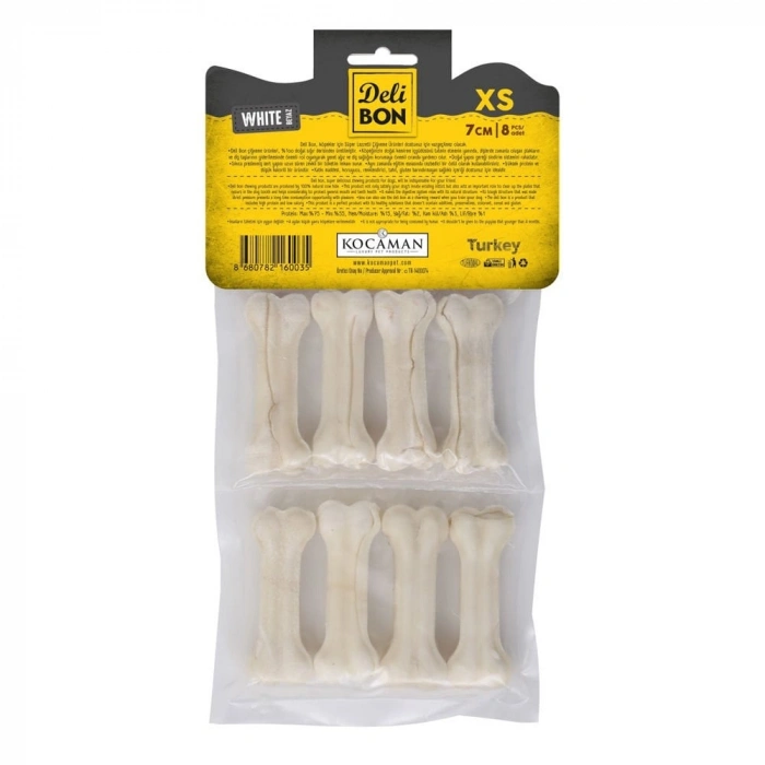 Delibon Deri Press Köpek Kemik Ödülü Xsmall Beyaz 7 Cm 8 Adet