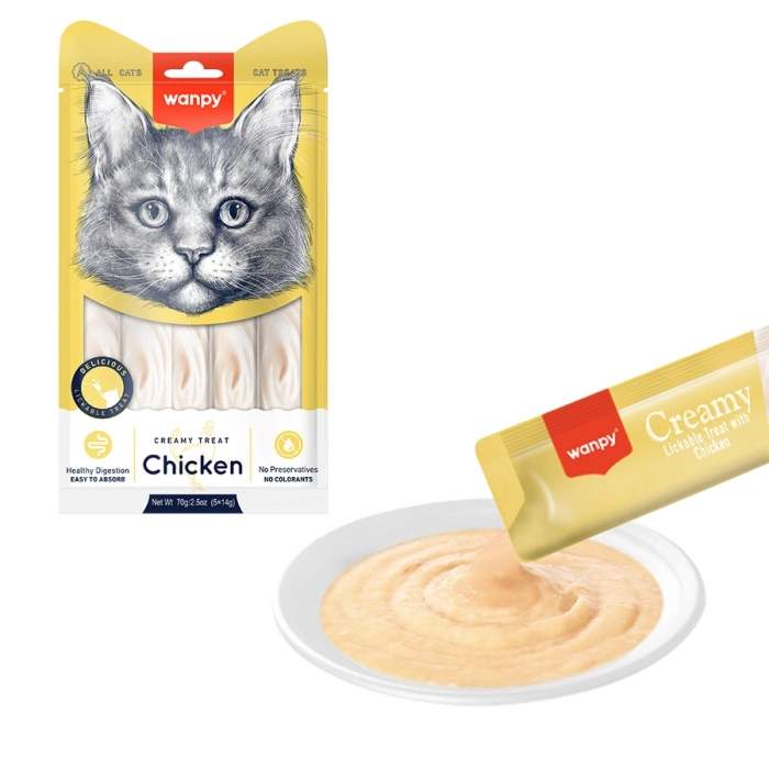 Wanpy Bağışıklık Güçlendirici Tavuk Etli Sıvı Kedi Ödülü (5 x 14 g)