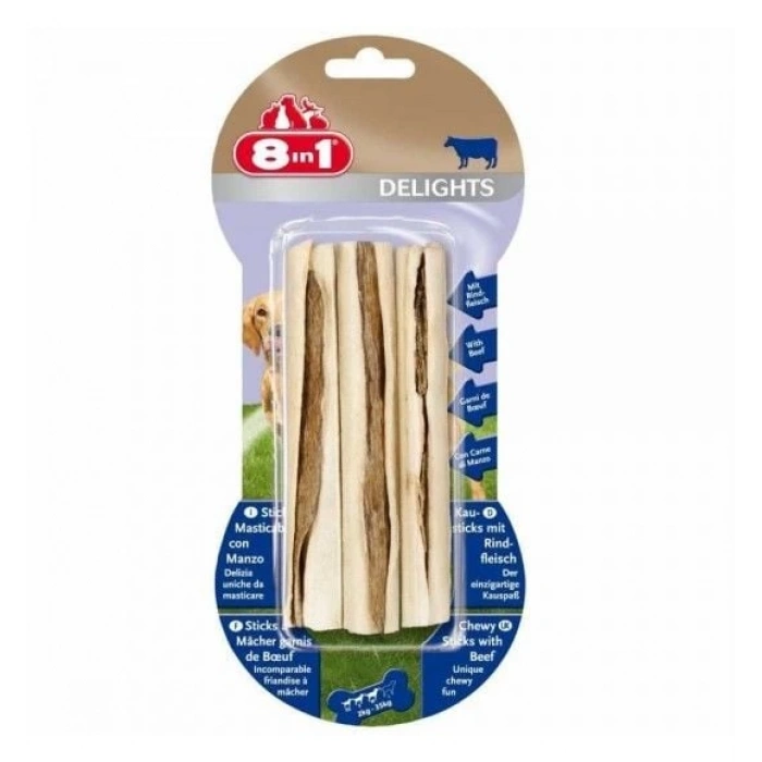 8 In 1 Delights Sticks Biftekli Köpek Kemik Ödülü 3x75 Gr