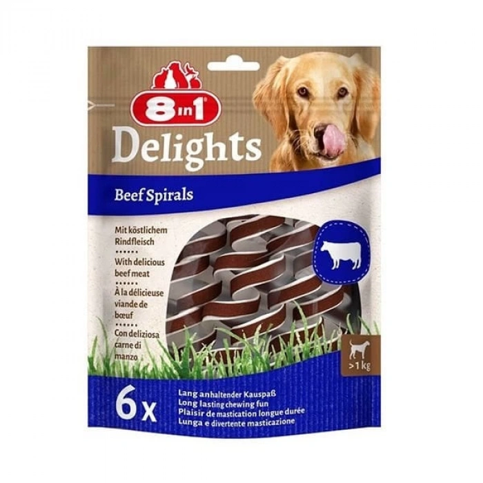 8in1 Delights Smart Spirals Biftekli Burgu Köpek Ödülü 60 GR