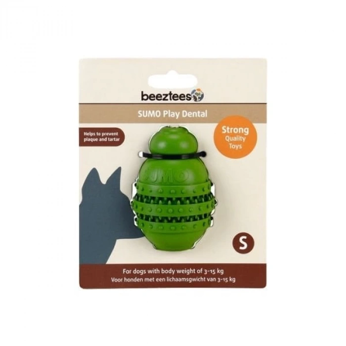 Beeztees Sumo Dental Ödül Hazneli Kauçuk Köpek Çiğneme Oyuncağı Kauçuk Köpek Oyuncağı Small Yeşil 8 Cm
