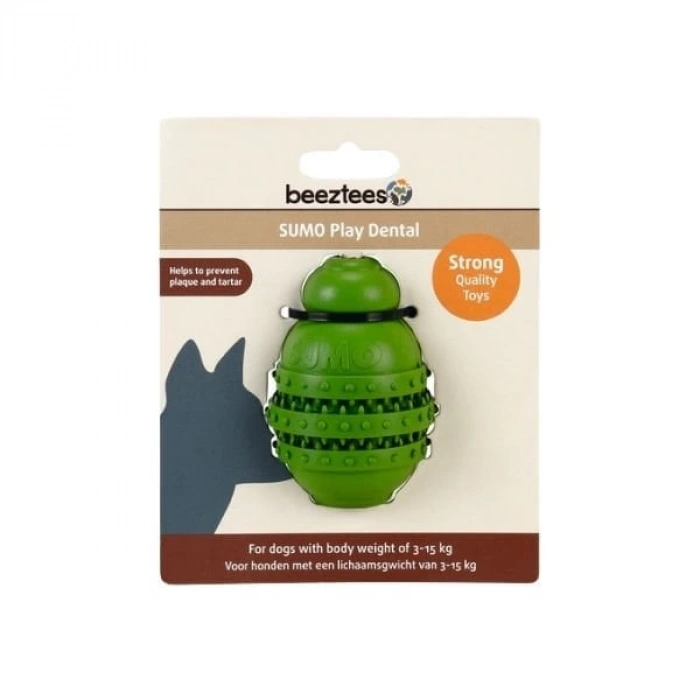 Beeztees Sumo Dental Ödül Hazneli Kauçuk Köpek Çiğneme Oyuncağı Large Yeşil 15 Cm