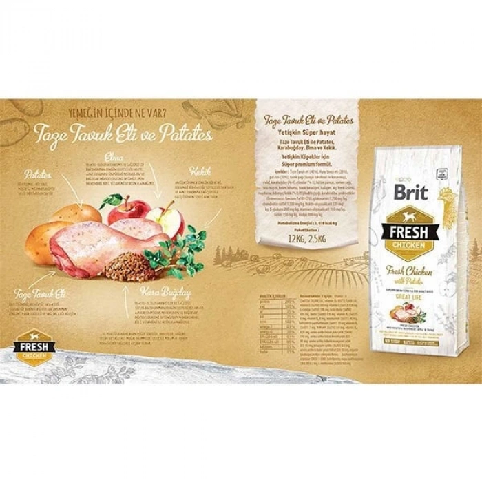 Brit Fresh Tavuk ve Patatesli Yetişkin Köpek Maması 12 Kg