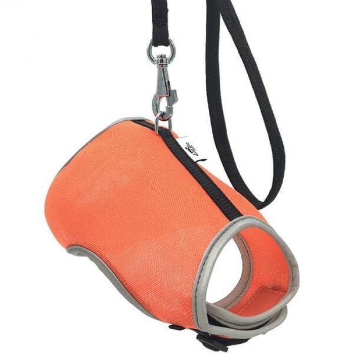 Cattie Havalı Dokuma Kedi Göğüs ve Gezdirme Takımı Medium Turuncu 1x25-35 Cm