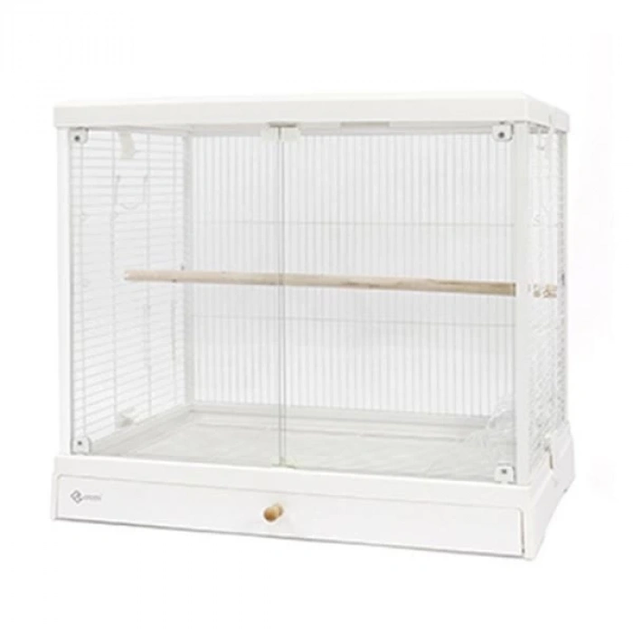 Dayang Üstten Açılır Cam Muhabbet Kuşu Kafesi Beyaz 62x42x55 Cm