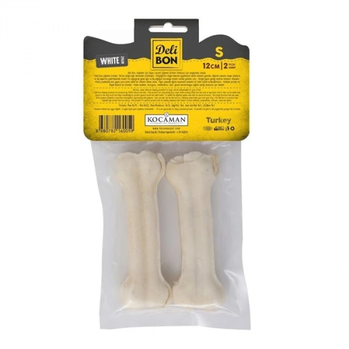 Delibon Deri Pres Kemik Köpek Ödülü Small Beyaz 12 Cm 2 Adet