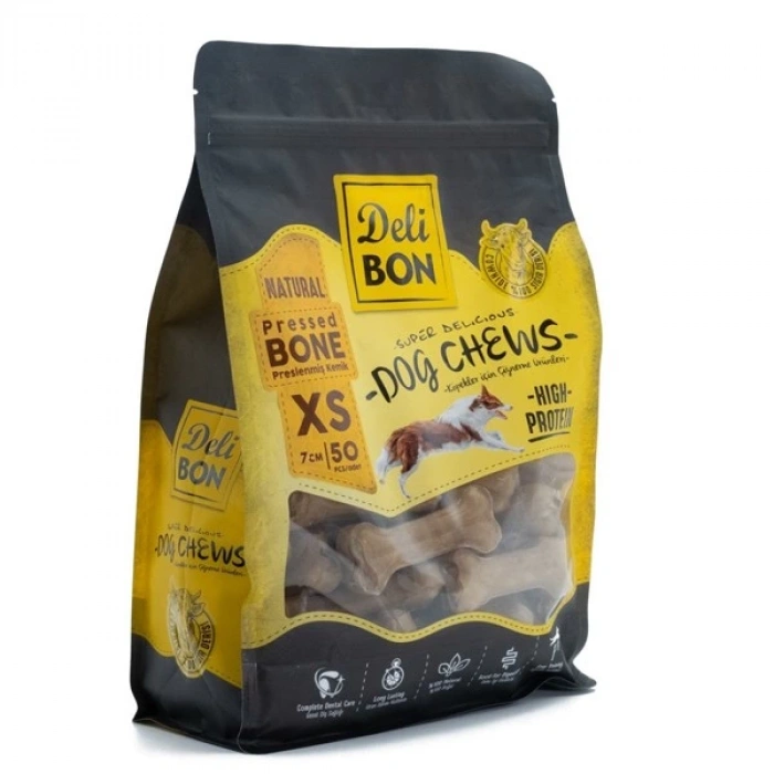 Delibon Deri Pres Kemik Köpek Ödülü Xsmall Naturel 7 Cm 50 Adet