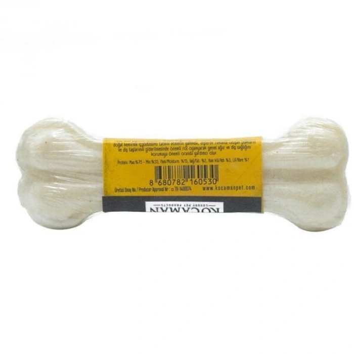 Delibon Vakumlu Pres Deri Beyaz Köpek Ödül Kemiği 12 cm (1 Adet)