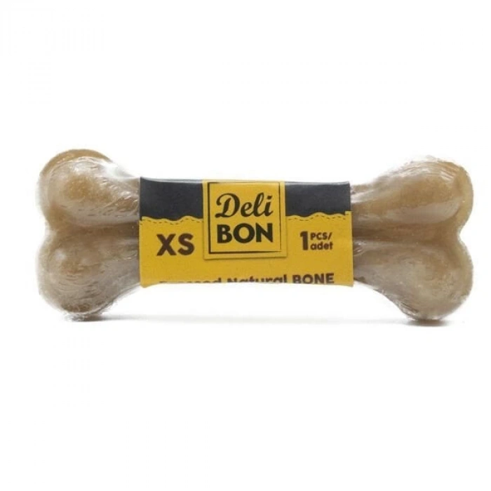 Delibon Vakumlu Pres Deri Naturel Köpek Ödül Kemiği 7 cm (1 Adet)