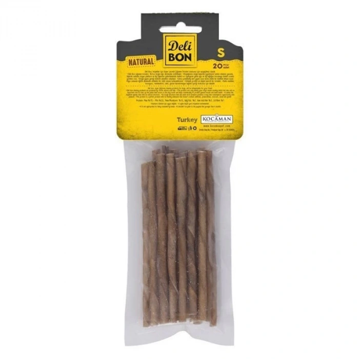 Delibon İnce Deri Burgu Çubuk Köpek Ödülü Naturel 20 Adet