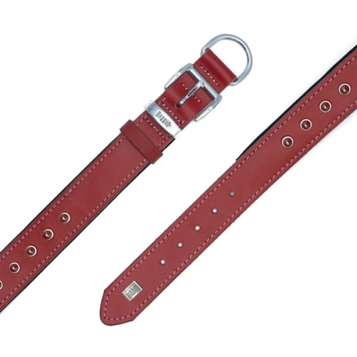 Doggie Comfort Deri Çivili Köpek Boyun Tasması Large Kırmızı 3.5x52-60 Cm