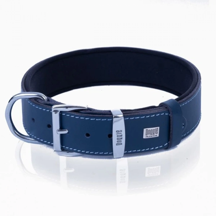 Doggie Comfort Deri Çivili Köpek Boyun Tasması Large Mavi 4x57-65 Cm