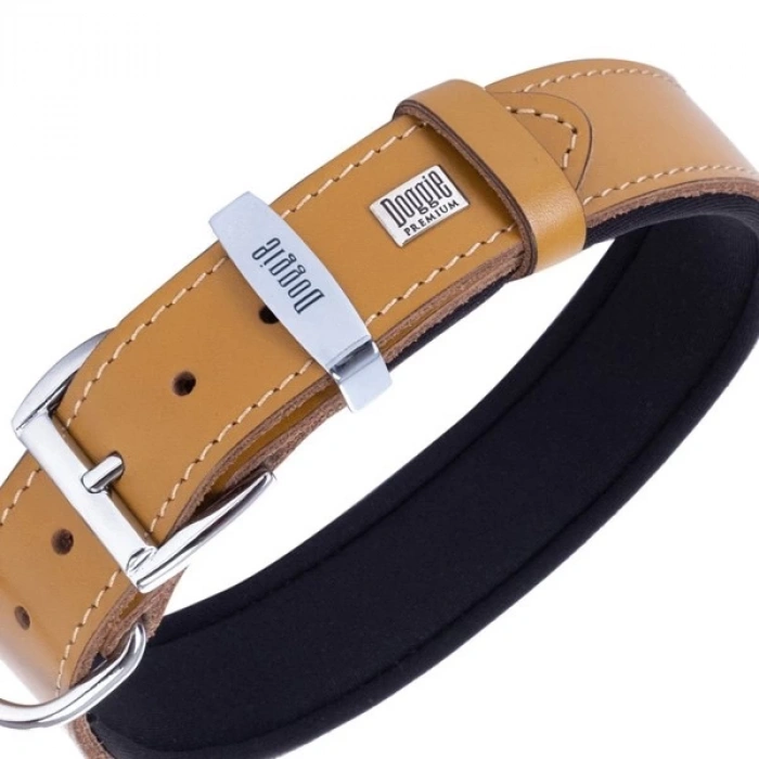 Doggie Comfort Deri Çivili Köpek Boyun Tasması Medium Camel 3x42-50 Cm