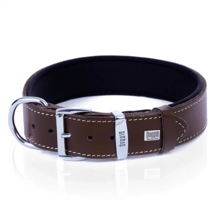 Doggie Comfort Deri Çivili Köpek Boyun Tasması Medium Kahverengi 3x42-50 Cm