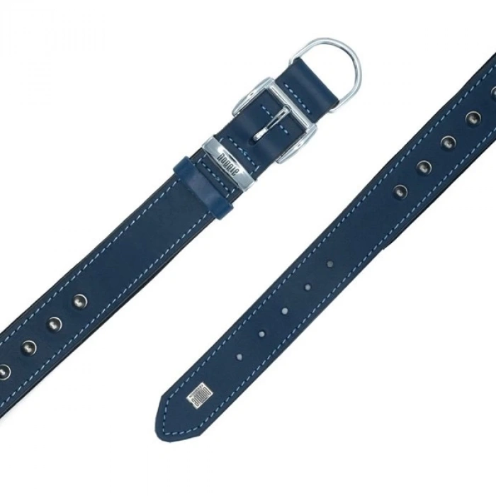Doggie Comfort Deri Çivili Köpek Boyun Tasması Medium Mavi 2.5x37-45 Cm