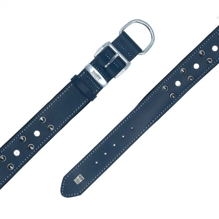 Doggie Comfort Deri Çivili Köpek Boyun Tasması Medium Mavi 4x52-60 Cm