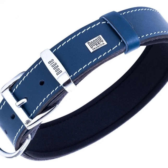 Doggie Comfort Deri Çivili Köpek Boyun Tasması Medium Mavi 4x52-60 Cm