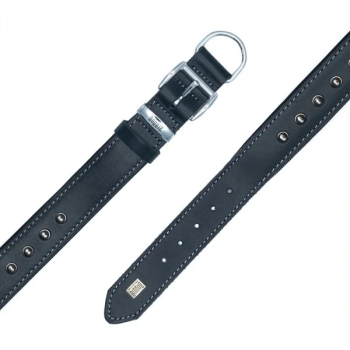 Doggie Comfort Deri Çivili Köpek Boyun Tasması Medium Siyah 3x42-50 Cm