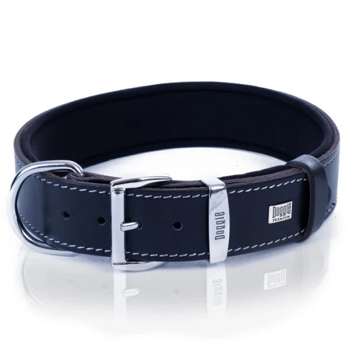 Doggie Comfort Deri Kemik Desenli Köpek Boyun Tasması Large Siyah 4x57-65 Cm