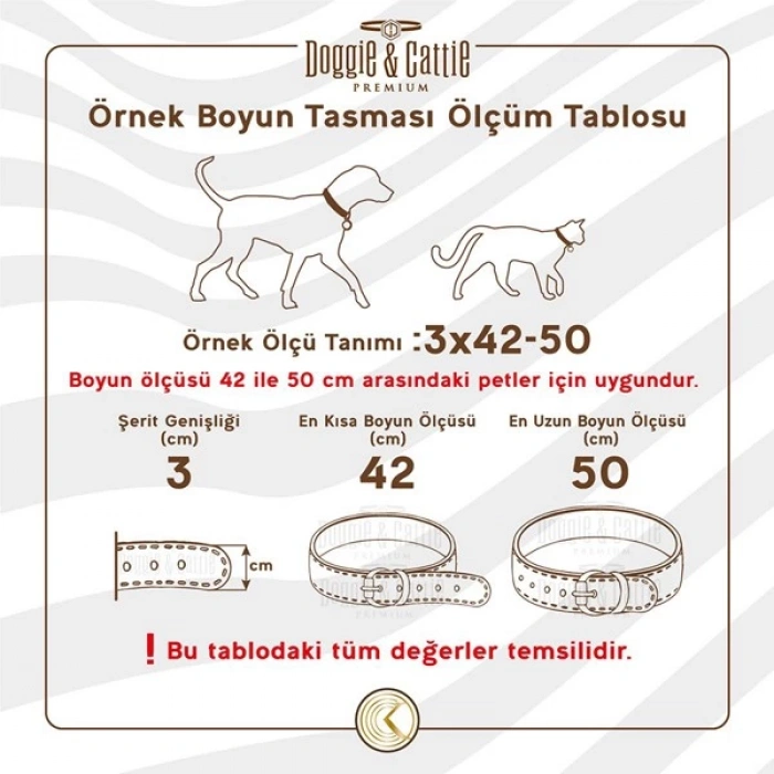 Doggie Comfort Deri Kemik Desenli Köpek Boyun Tasması Medium Camel 3x42-50 Cm