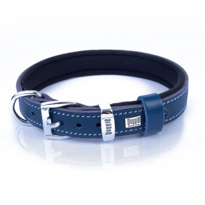 Doggie Comfort Deri Kemik Desenli Köpek Boyun Tasması Medium Mavi 2x35-40 Cm