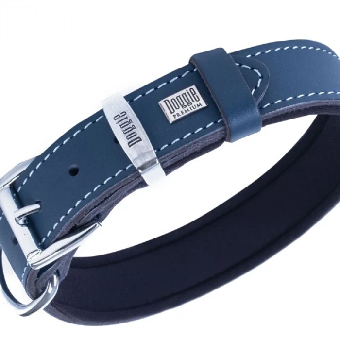 Doggie Comfort Deri Kemik Desenli Köpek Boyun Tasması Medium Mavi 3x42-50 Cm