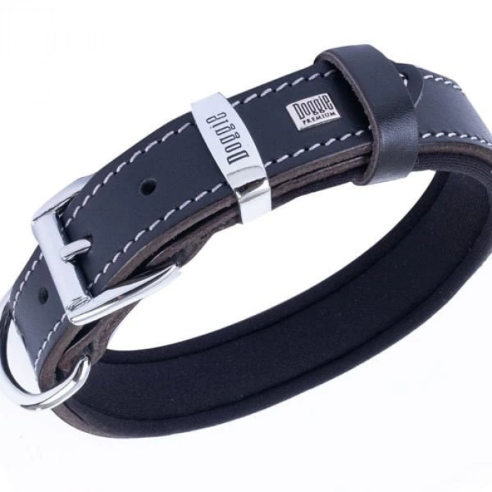 Doggie Comfort Deri Kemik Desenli Köpek Boyun Tasması Medium Siyah 2.5x37-45 Cm