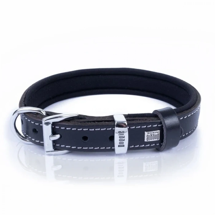 Doggie Comfort Deri Kemik Desenli Köpek Boyun Tasması Medium Siyah 2x35-40 Cm