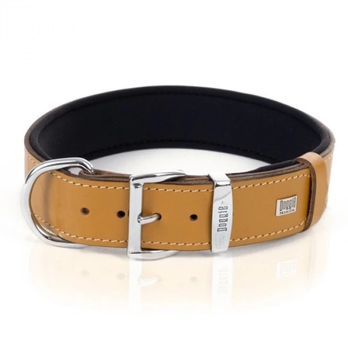 Doggie Comfort Deri Kemik Desenli Köpek Boyun Tasması Small Camel 4x47-55 Cm