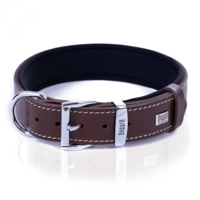 Doggie Comfort Deri Kemik Desenli Köpek Boyun Tasması Small Kahverengi 4x47-55 Cm