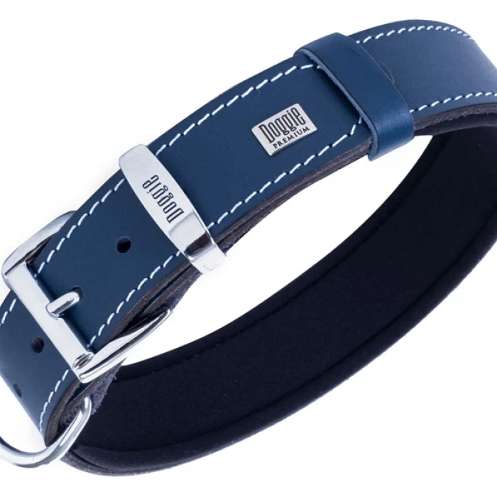 Doggie Comfort Deri Kemik Desenli Köpek Boyun Tasması Small Mavi 4x47-55 Cm