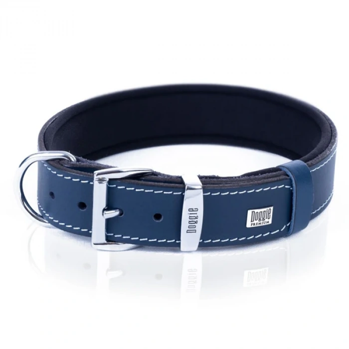 Doggie Comfort Deri Kemik Desenli Köpek Boyun Tasması Small Mavi 4x47-55 Cm