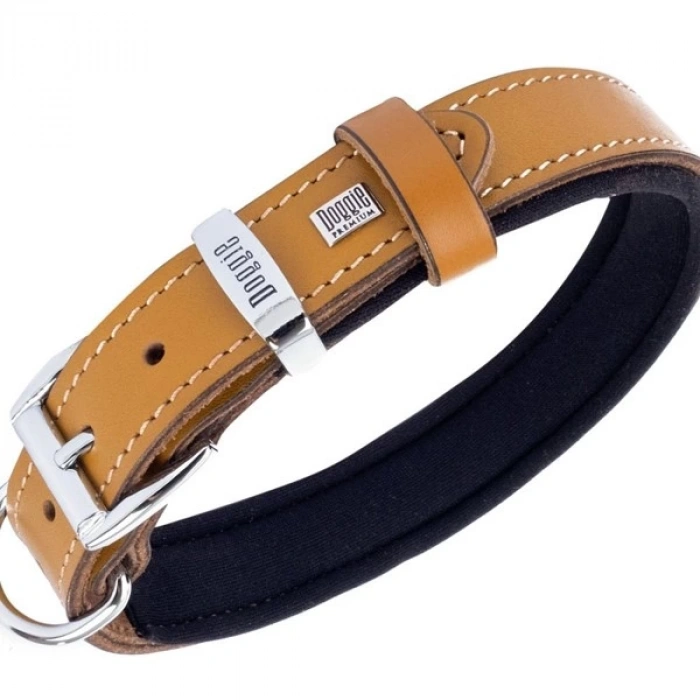 Doggie Comfort Deri Kemik Süslü Köpek Boyun Tasması Medium Camel 2.5x37-45 Cm